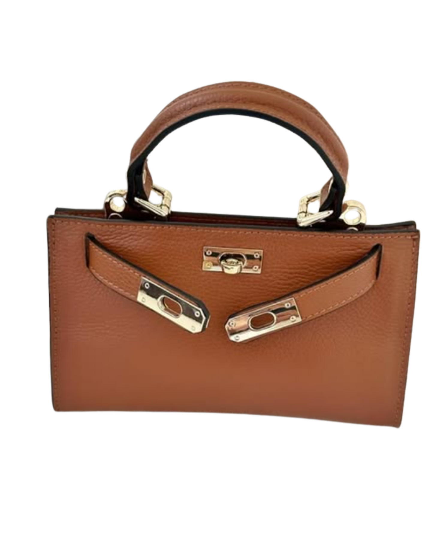 detalle bolso tote piel marron. herrajes dorados, correa extraible. estilo new clasico