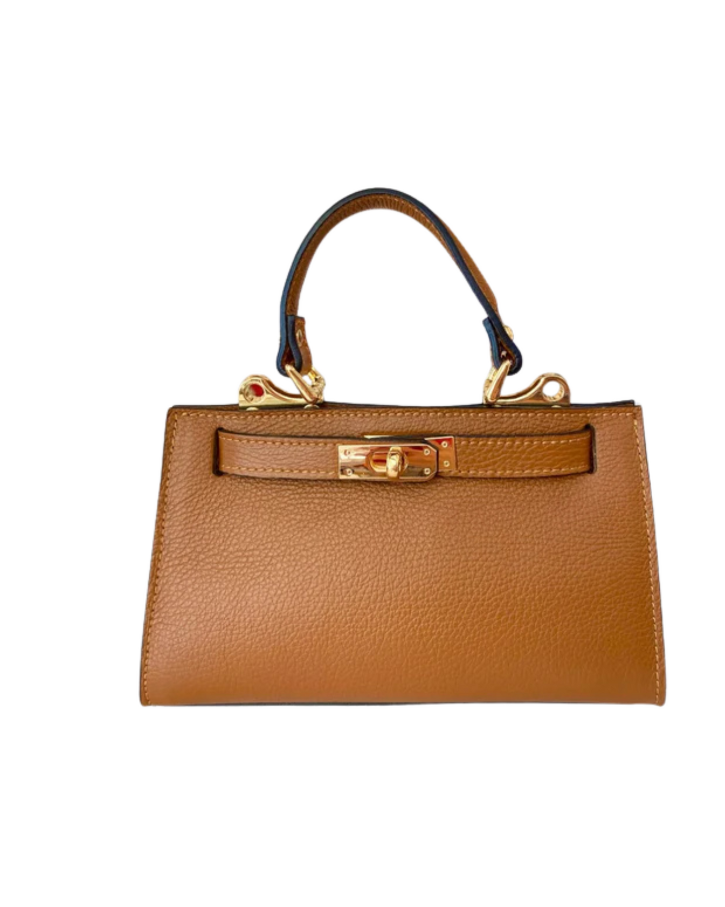 bolso tote de piel marron, con correa extraible de cuero autentico. estilo new clasico. herrajes dorados
