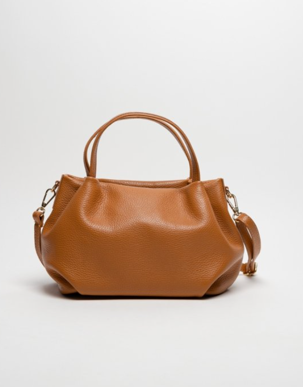 bolso piel vacuno marron, asa fija y correa extraible. herraje dorado. compralo online