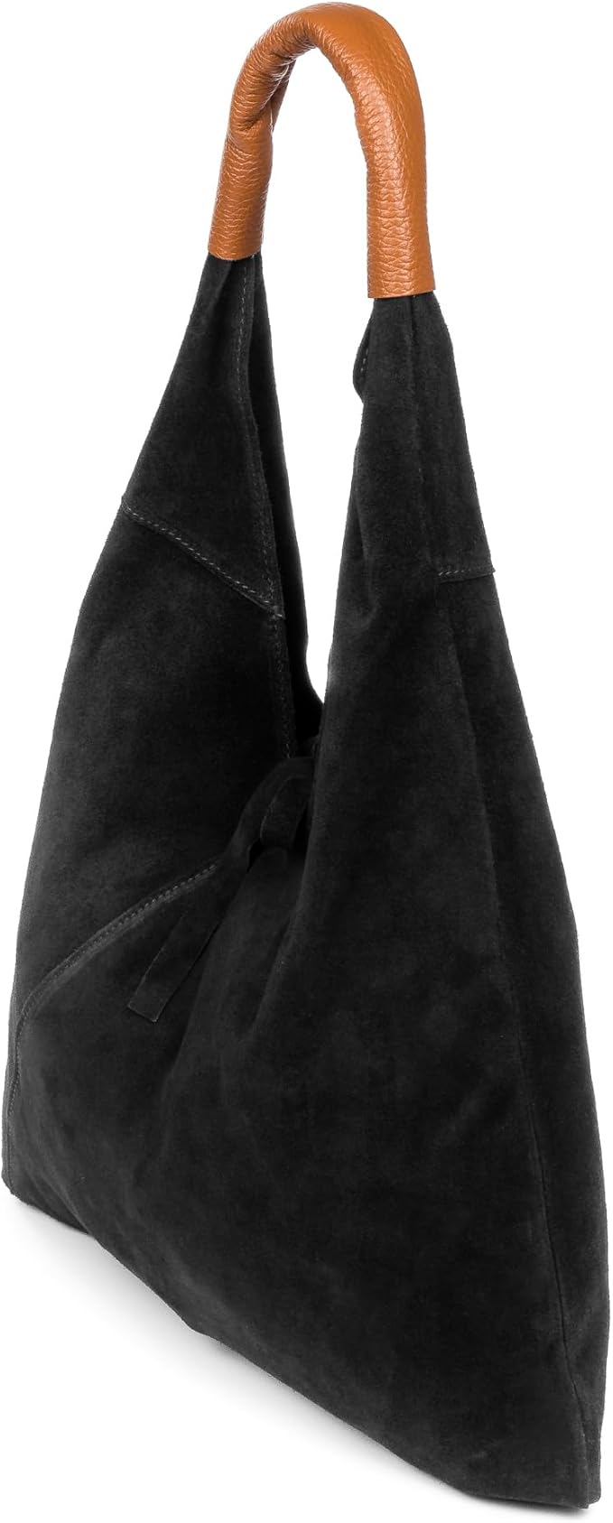 bolso shopper cuero serraje negro. incluye monedero. estilo boho moderno