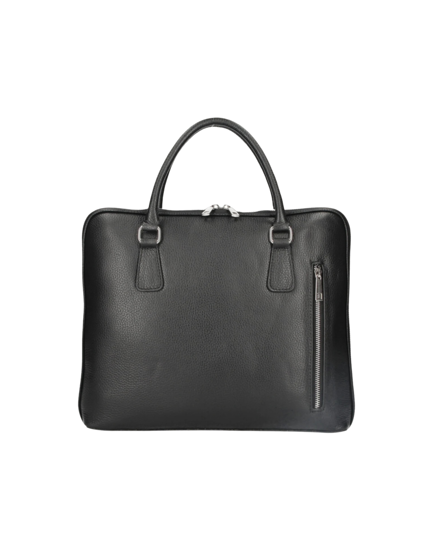 maletin piel color negro, cierre cremallera asa fija y correa extraible. unisex