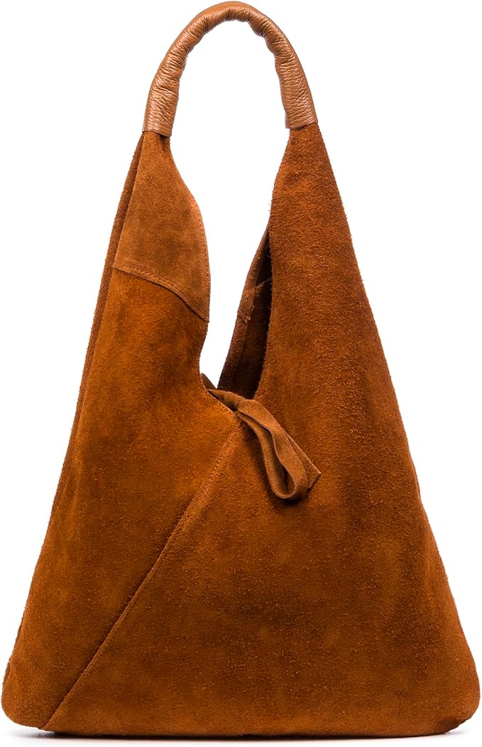 bolsa de piel serraje color marron con monedero. espacioso y moderno