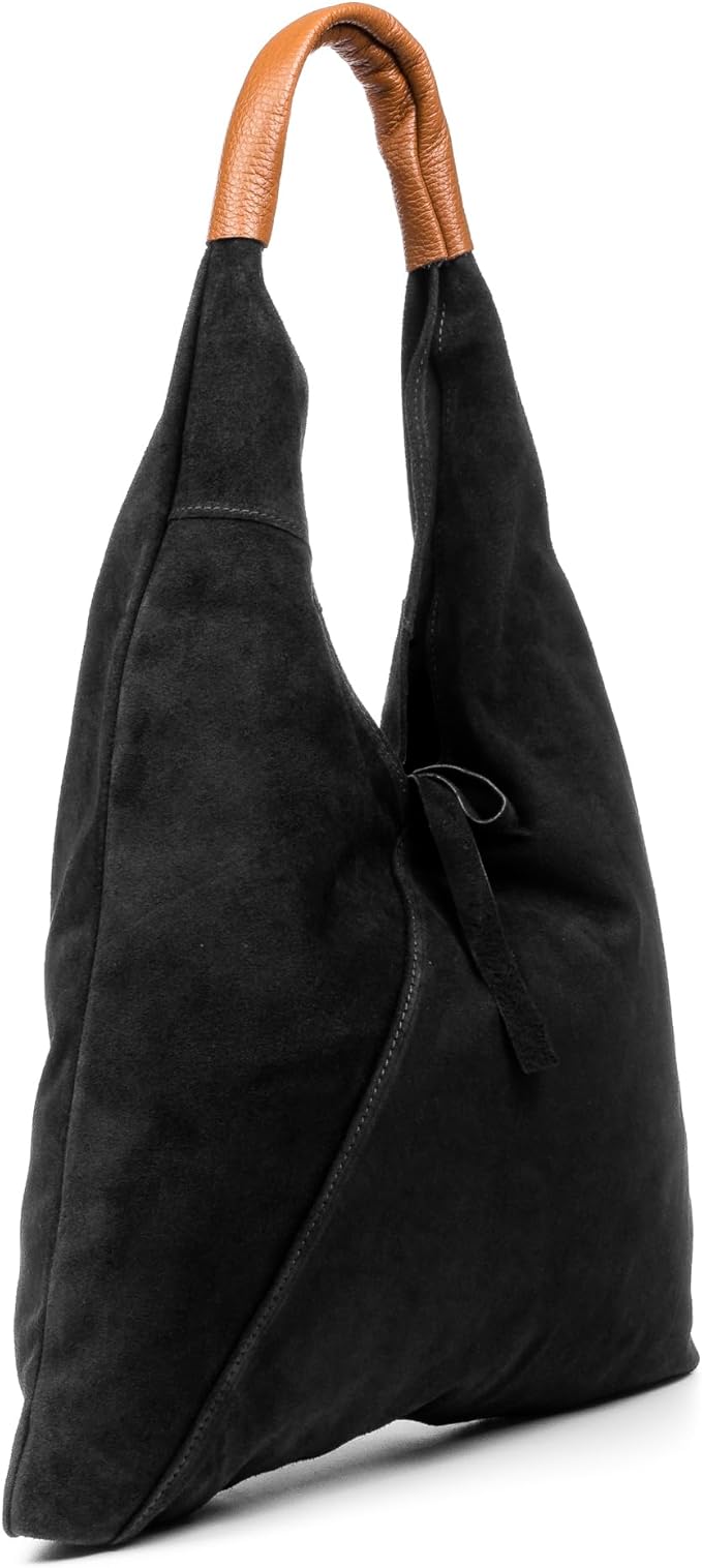 shopper de piel de ante negro incluye monedero. para llevar al hombro. estilo boho