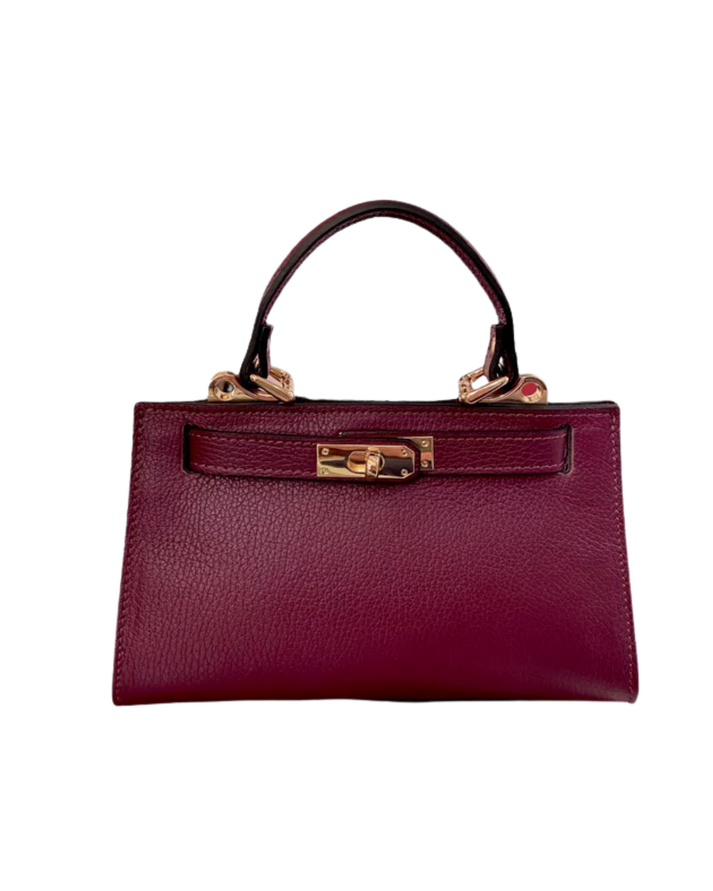 bolso tote de piel bordeaux, con correa extraible de cuero autentico. estilo new clasico. herrajes dorados
