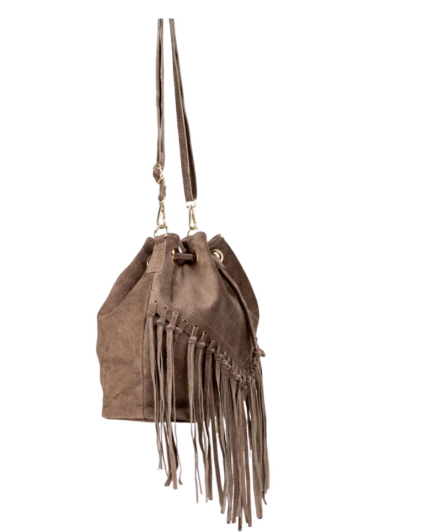 bolso bombonera piel color beige. estilo boho con flecos. comprar bolsos piel economicos