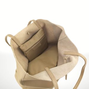 interior bolso shopper de piel gris económico. compralo en nuestra tienda online