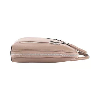 lateral maletin cuero color beige unisex. correa extraíble para bandolera