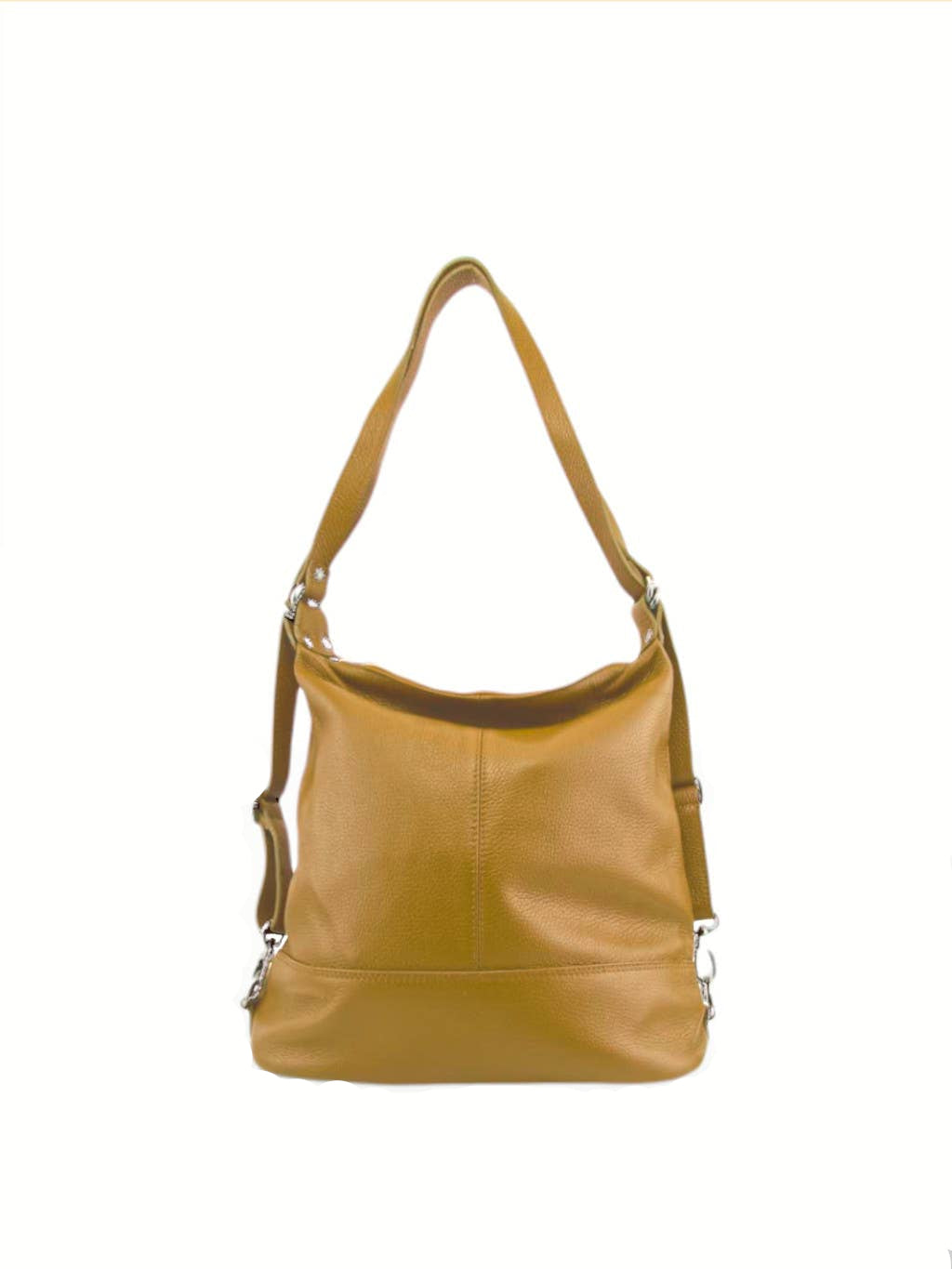 Bolso mochila de piel amarillo mostaza para mujer, Convertible en bandolera. Comprar bolsos de piel baratos online.