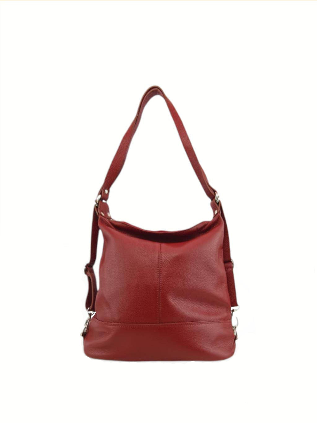 Bolso mochila de piel rojo , diseño versátil y cuero auténtico. Compralo online, calidad artesanal