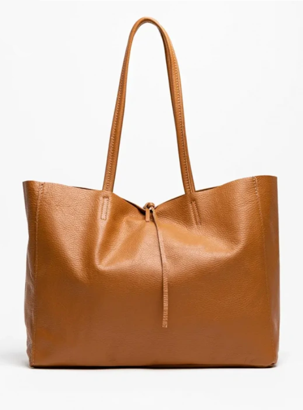shopper de piel en marron. asas argas para hombro. bolso barato para mujer
