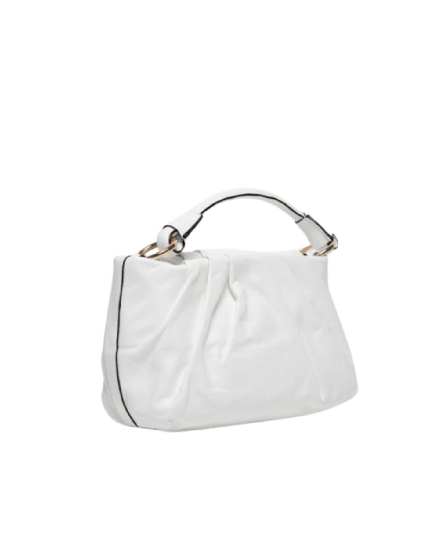 bolso de mano de piel blanco con cadena de cuero ajustable. moderno y elegante