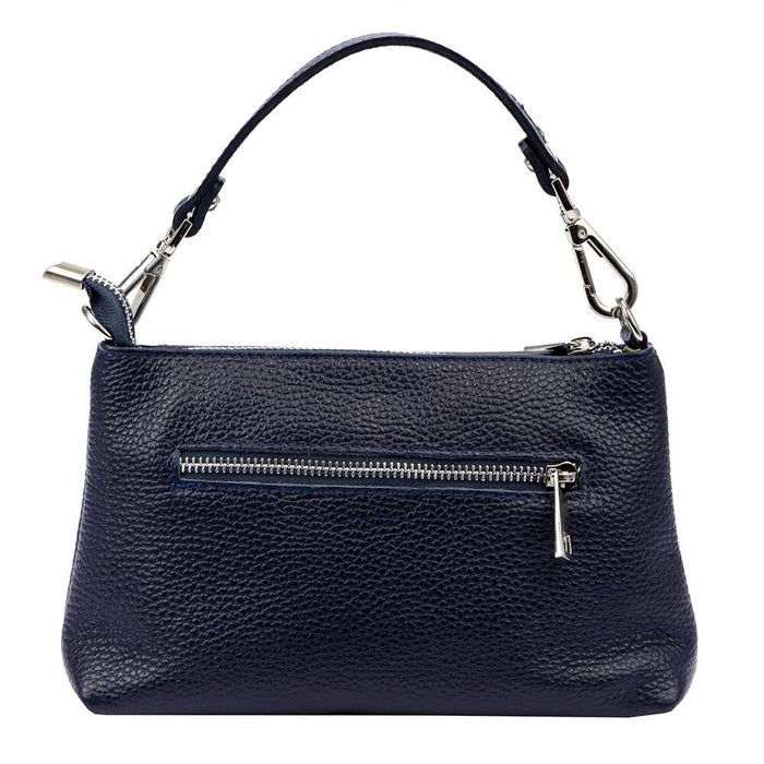 trasero bolso de mano piel autentica azul marino. bolsos baratos de piel