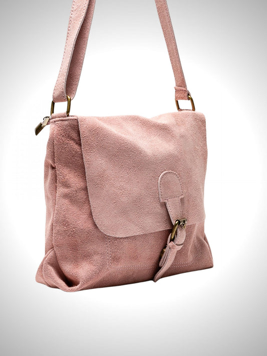 Bolso de piel ante rosa para mujer, diseño elegante con correa ajustable y cierre seguro. Ideal para cualquier ocasión. Compra bolsos de piel online.