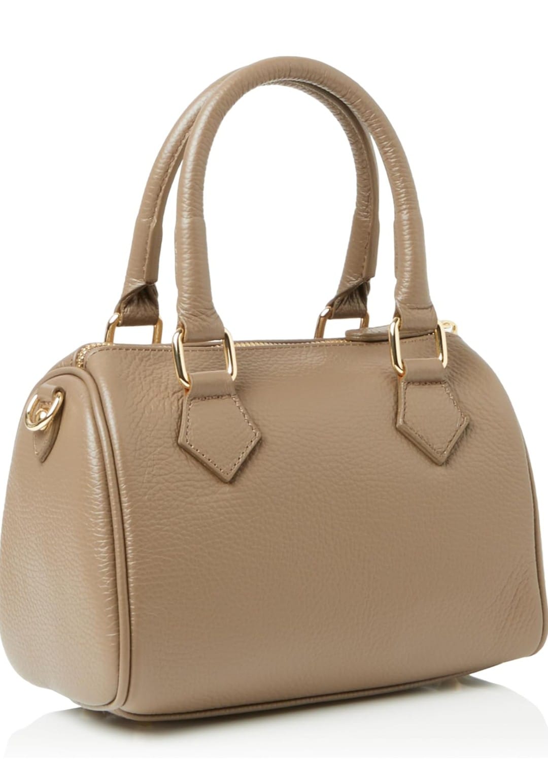 Bolso bowling de piel beige para mujer, con diseño elegante y acabado en cuero auténtico