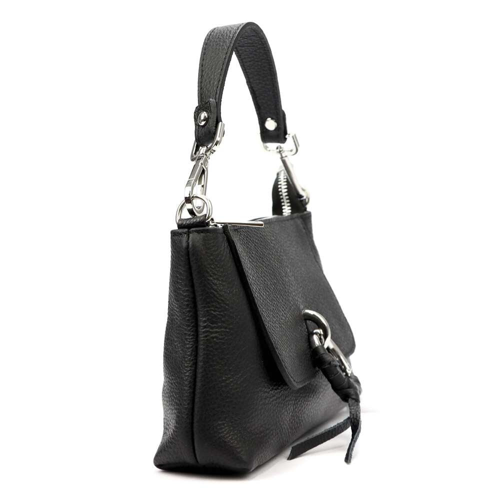 lateral bolso de piel negro de mano. comprar bolsos de piel autentica baratos