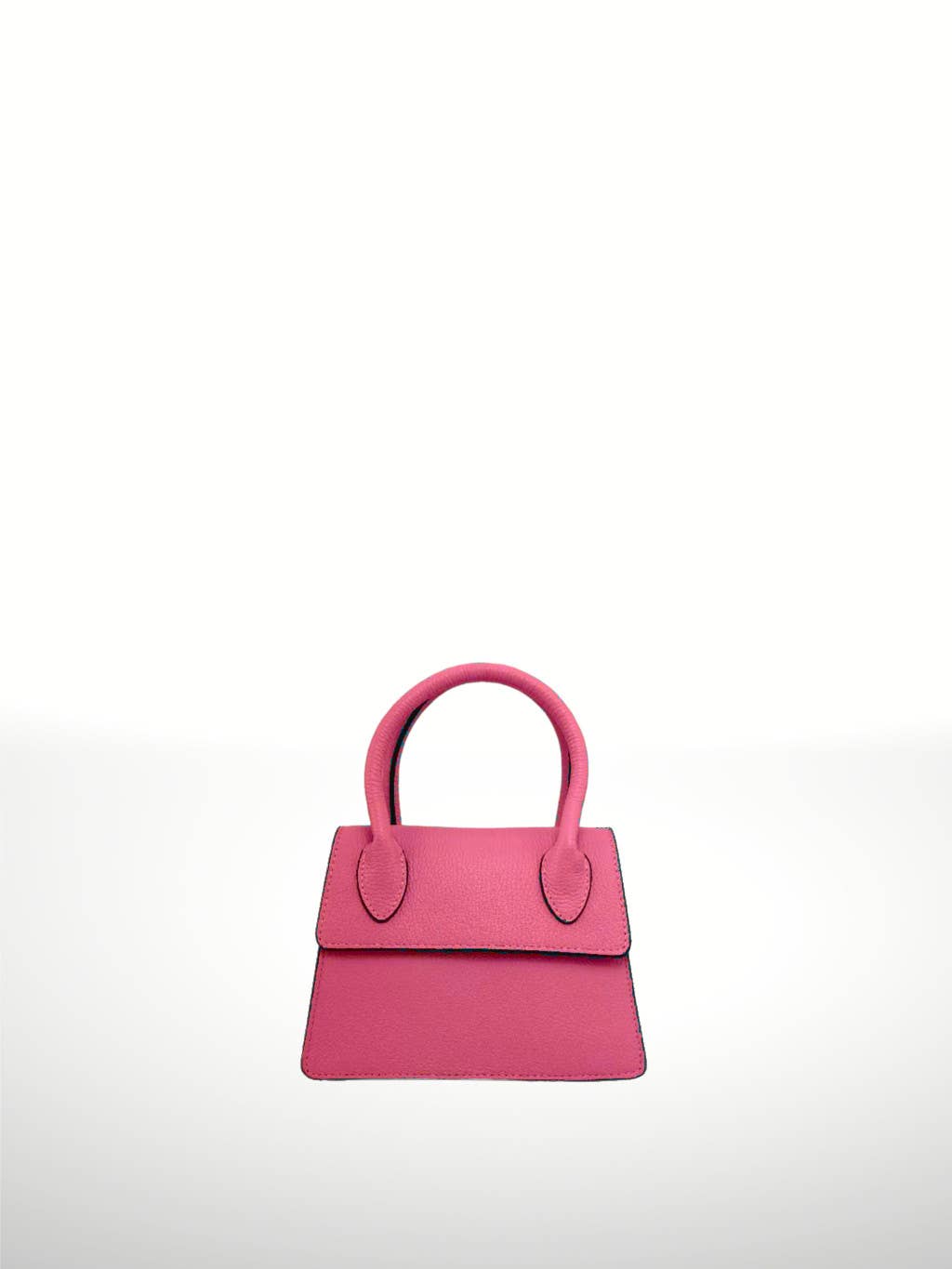 Bolso de cuero italiano fucsia para mujer, bolso de mano con asas rígidas y acabado sofisticado. 