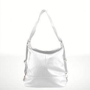 Bolso mochila de piel blanco para mujer, un accesorio elegante y funcional. Diseño convertible en bolso bandolera de piel