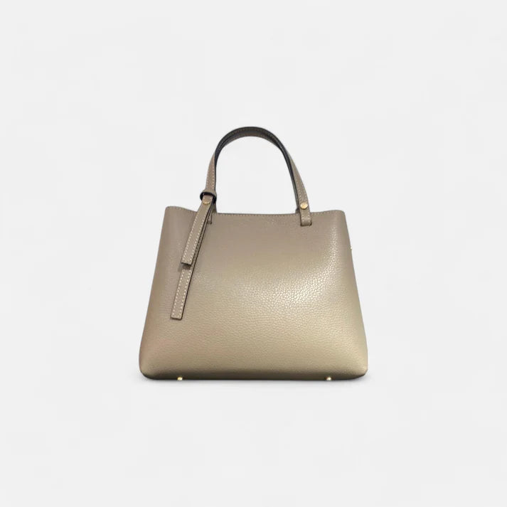 Bolso de piel beige para mujer, con acabado texturizado en cuero genuino. compralo online.